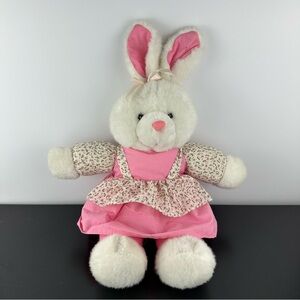 Vintage Easter Bunny White with Pink Dress 18” Plush Stuffed Animal
